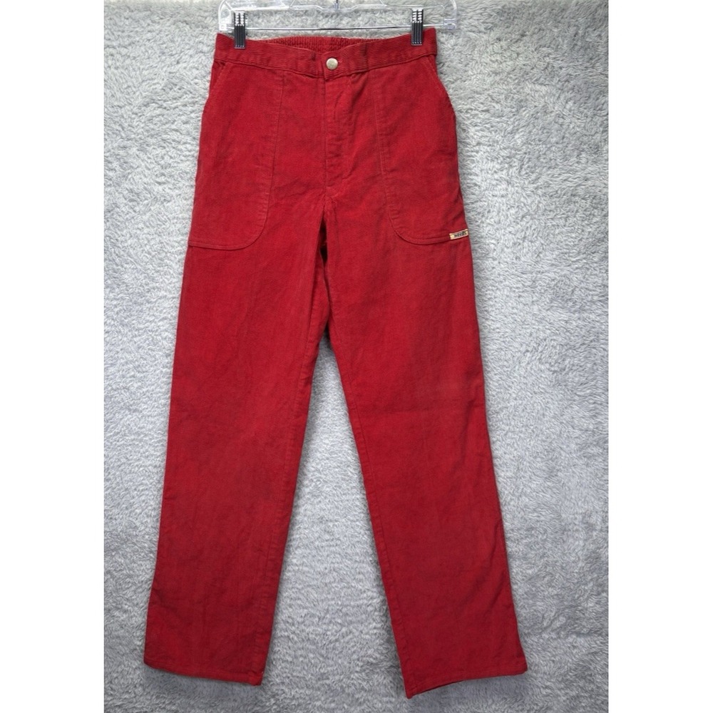 VTG Weeds Women's Large Red Corduroy Pants Elastic Waist 30x32.5 High Rise